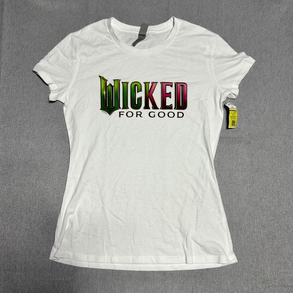 Instant Message Wicked For Good T-Shirt Womens Medium White Graphic Tee Broadway